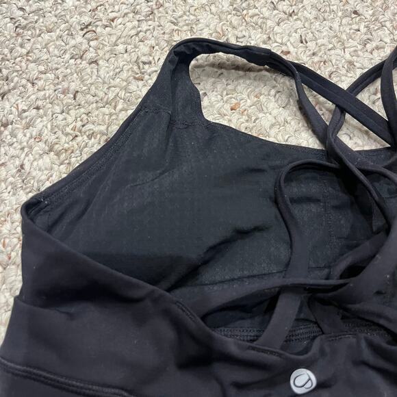 CRZ Yoga Black Strappy Back Sports Bra Sz M Medium Support Active Workout - Picture 3 of 5
